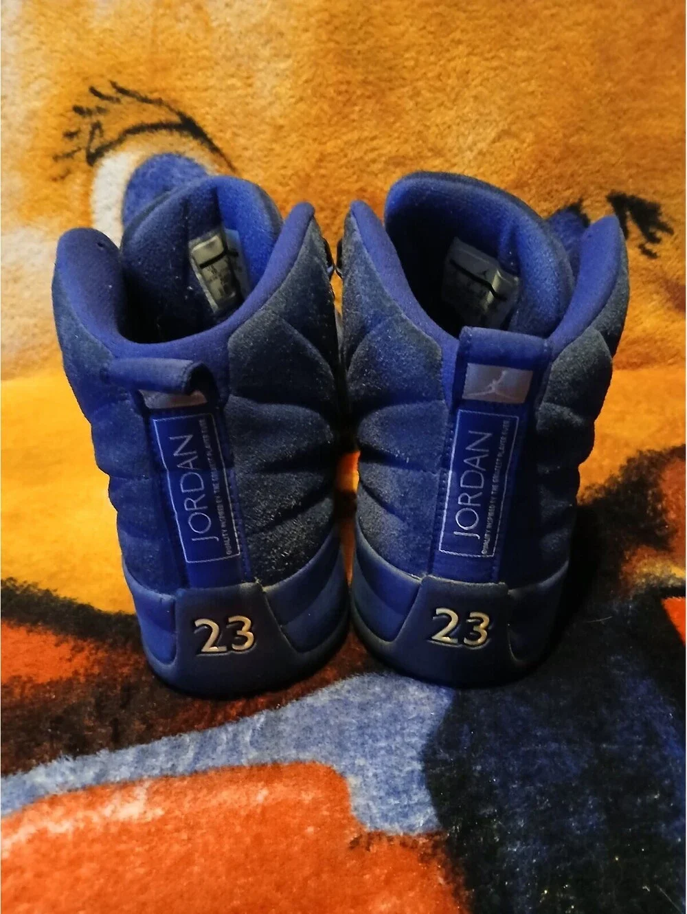Jordan Retro 12 Blue Suede Men's Basketball Shoes Size 10